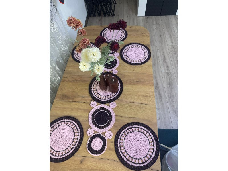 Suport decorativ croșetat manual ROZ – 30 cm
