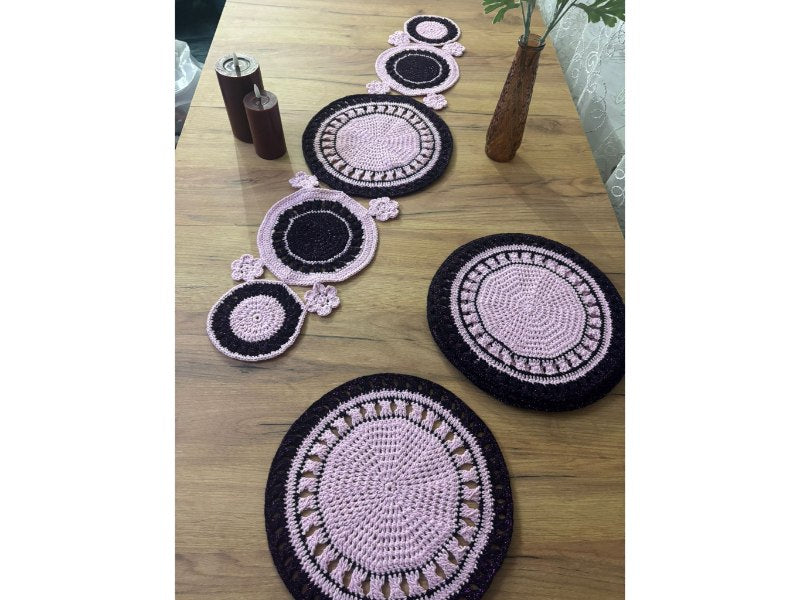 Suport decorativ croșetat manual ROZ – 30 cm